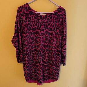 Design History Vibrant Pink and Black Animal Print Blouse
